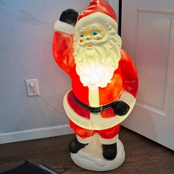 Vintage Carolina Blow Mold Santa  Waving 1960s Light Up 40in Classic Christmas - Picture 1 of 16
